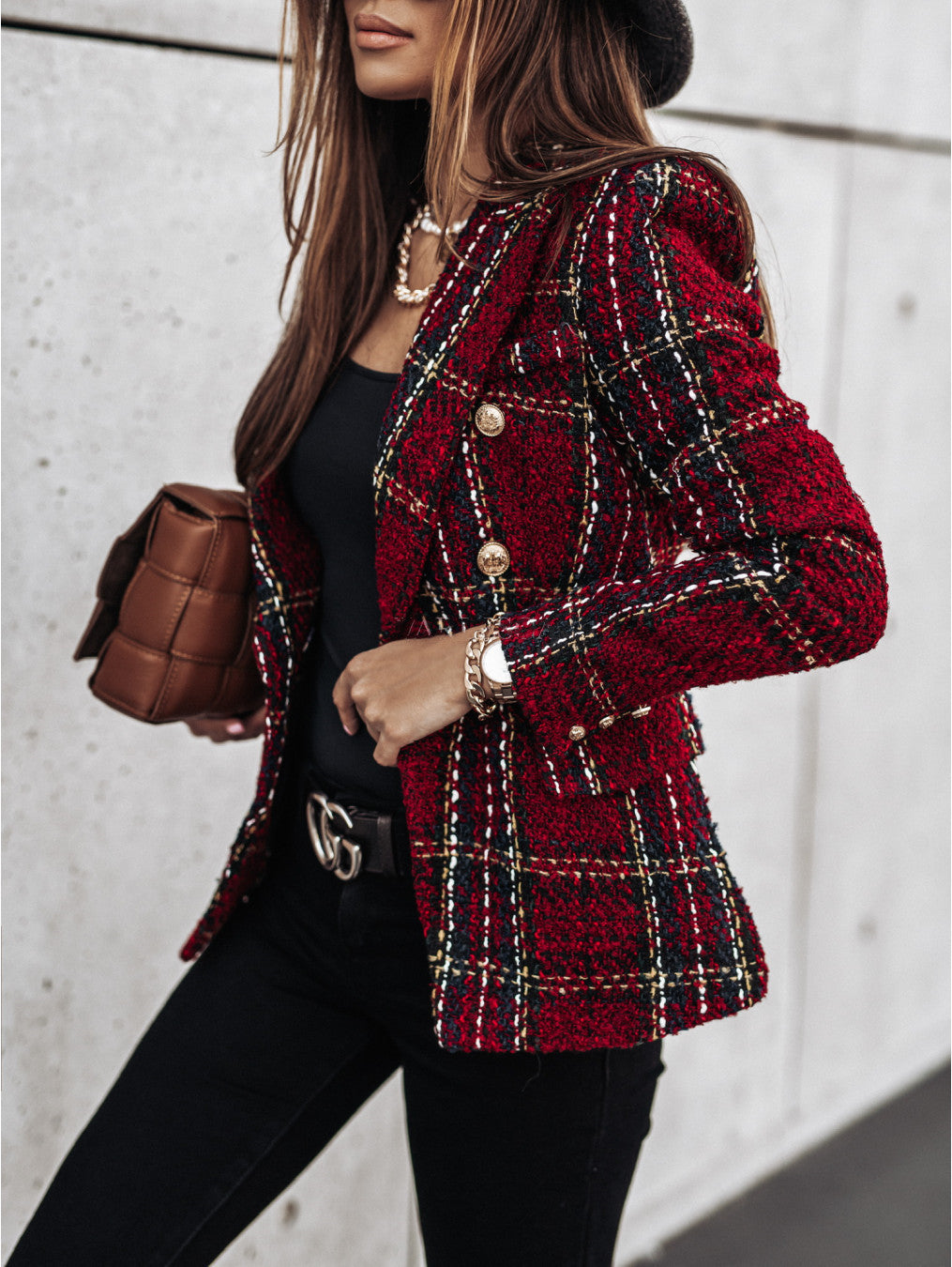 Wholesale Autumn and Winter Women's Suit Long Sleeve Double-breasted Printed Suit Jacket